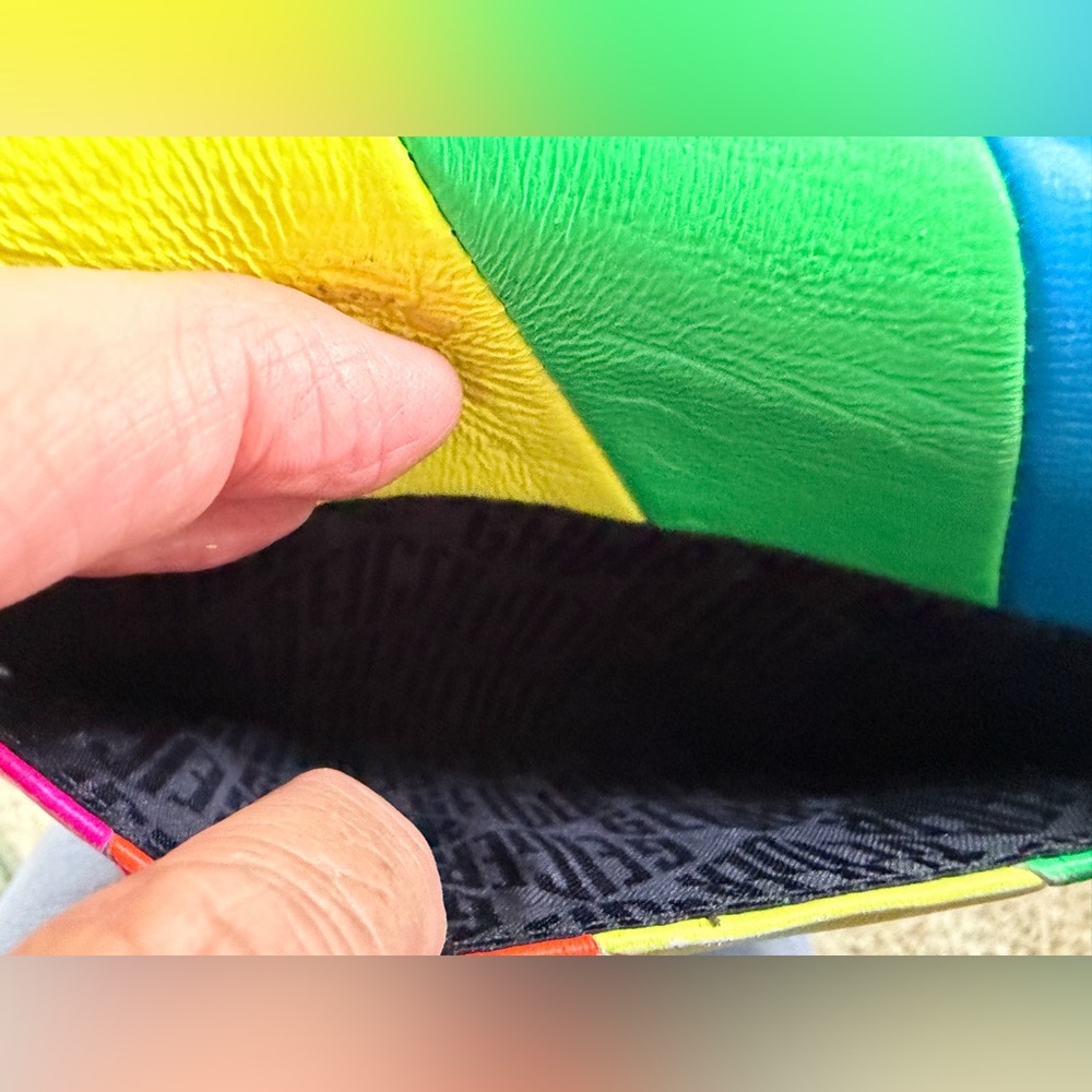 Kurt Geiger Women's Neon Striped Crossbody Bag Yellow Chain - Picture 10 of 10